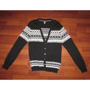 Tristan Black White Tribal Print Cardigan - Small